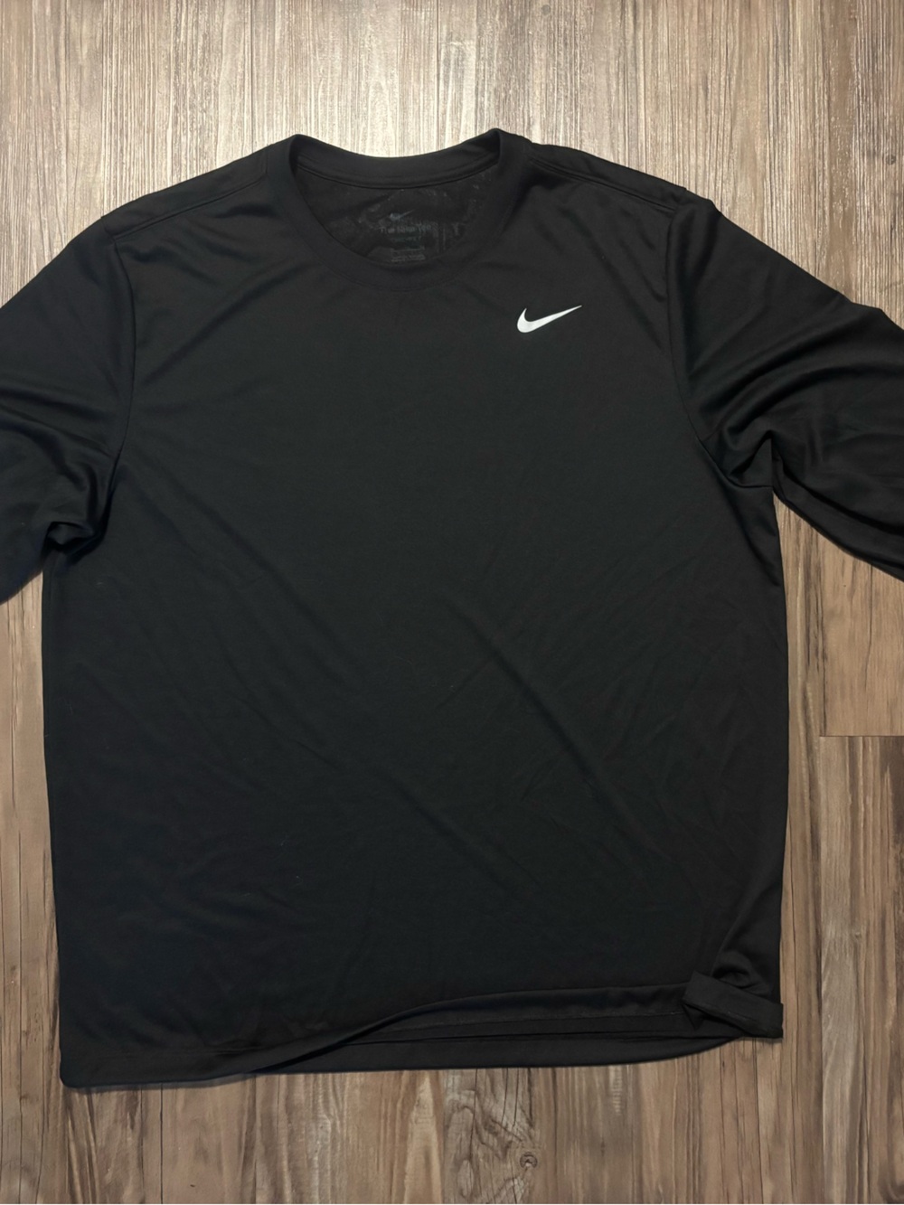 Nike Black Long-Sleeve Dri-FIT Crew with White Swoosh
